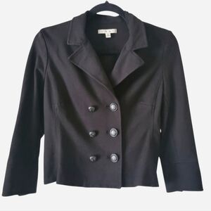 CAbi Black Blazer Jacket Peacoat Collar Small Business Casual Office Workwear